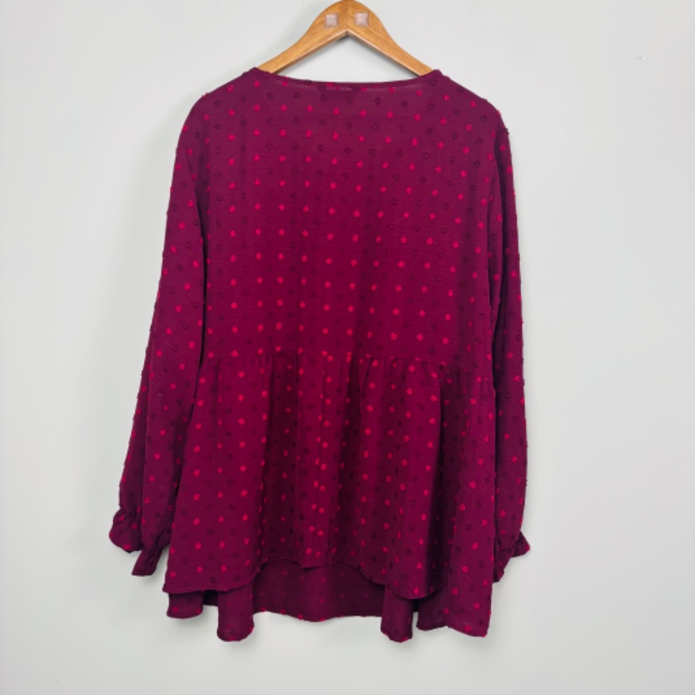 BloomChic Textured Dot Peplum Blouse Size 22/24 - Picture 5 of 6